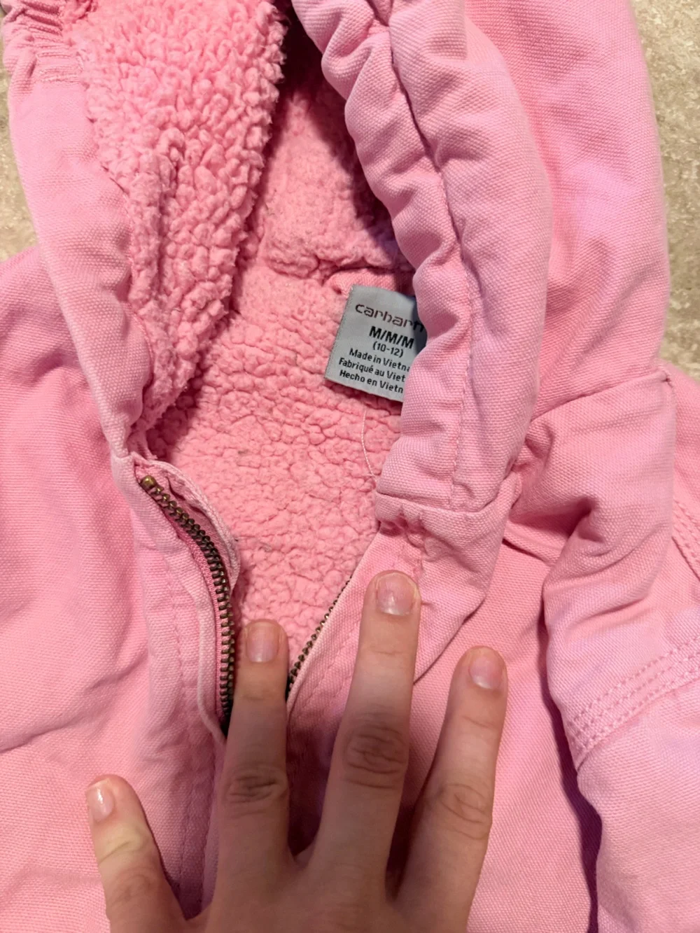 Carhartt Pink Hooded Sherpa-Lined Kids Jacket